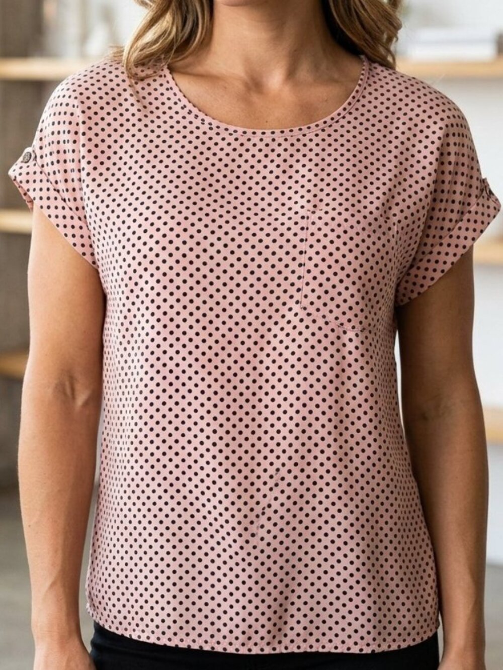 Jon & Anna Contemporary Pink Black Polka Dot Size L